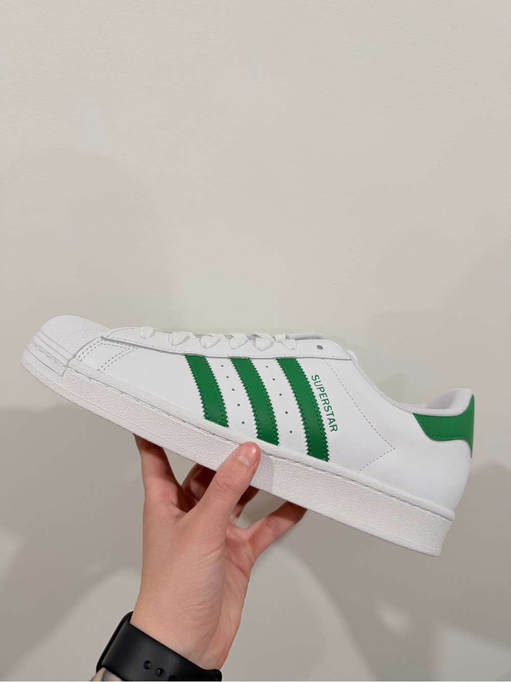Adidas Men’s Superstar Leather Sneakers - White / Green size 11.5